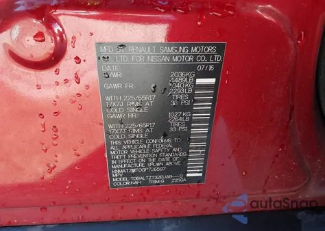 2016 Nissan Rogue Sv from USA, damaged, VIN KNMAT2MT0GP726597